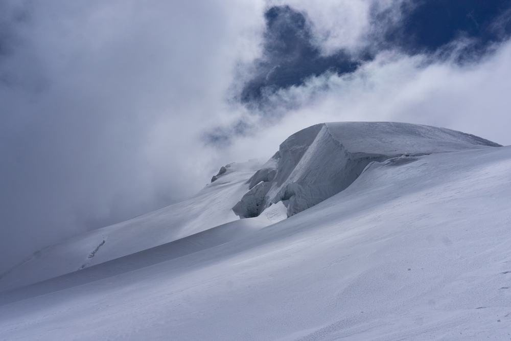 Blick in Richtung des Ortler Gipfels beim Abstieg